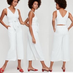 Wilfred Écoulement V Jumpsuit white navy pinstripe